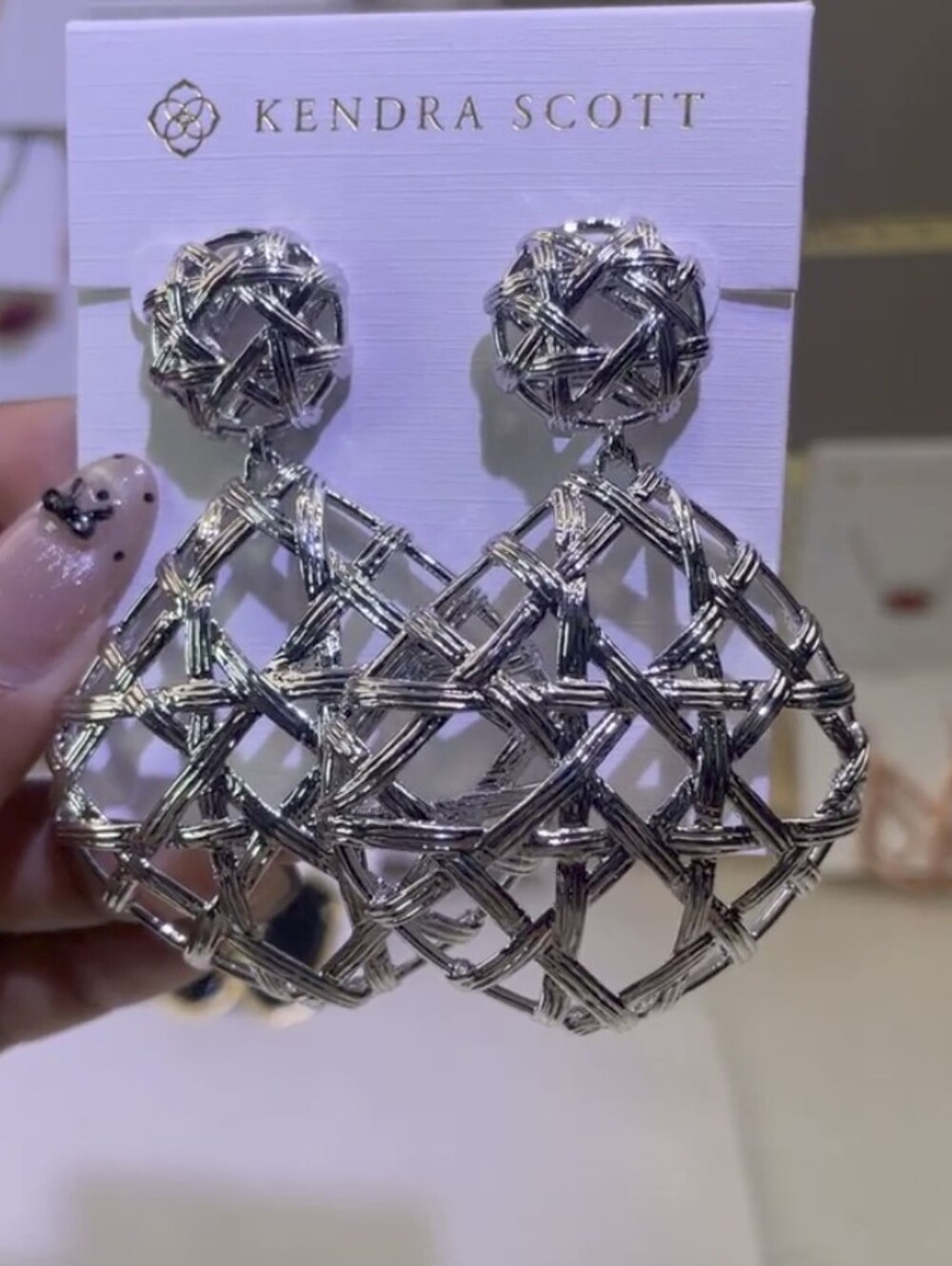 Kendra Scott Silver Woven Lattice Drop Earrings